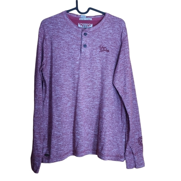 Tokyo Laundry red long-sleeved buttoned pull-over sweater  shirt - Picture 1 of 11